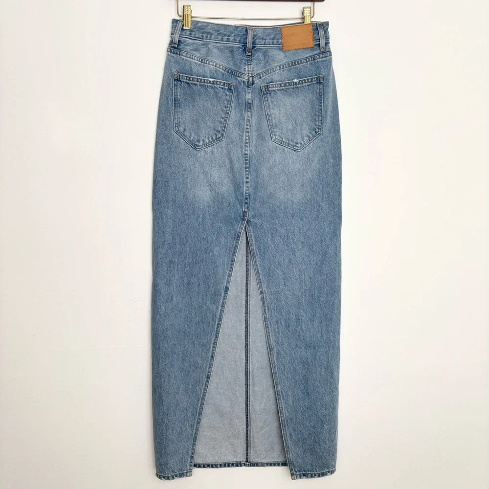 Aritzia Denim Forum The ’90s Pencil Maxi Denim Skirt 7 Yrs Bleu Taboo Size 25
